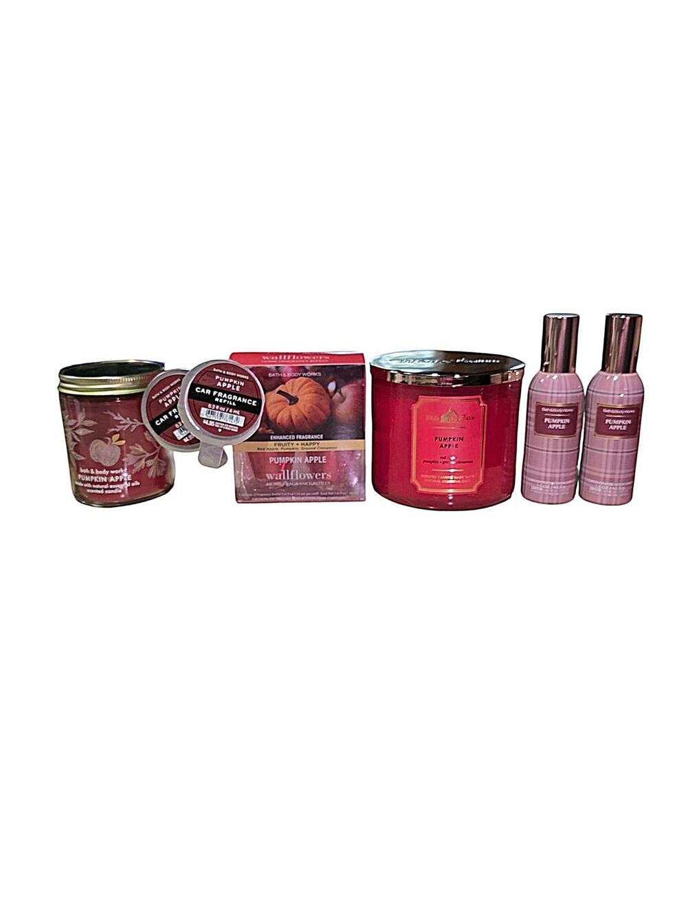 BATH & BODY WORKS PUMPKIN APPLE 8 PC HOME FRAGRANCE COLLECTION CANDLE WALLFLOWER